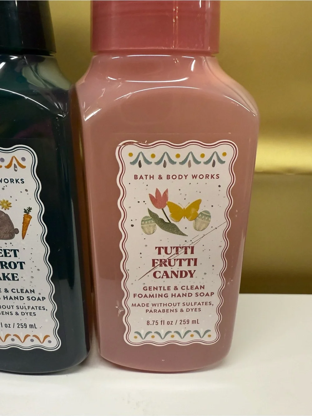 BBW tutti fruity candy and sweet carrot cake foaming hand soap set x 3